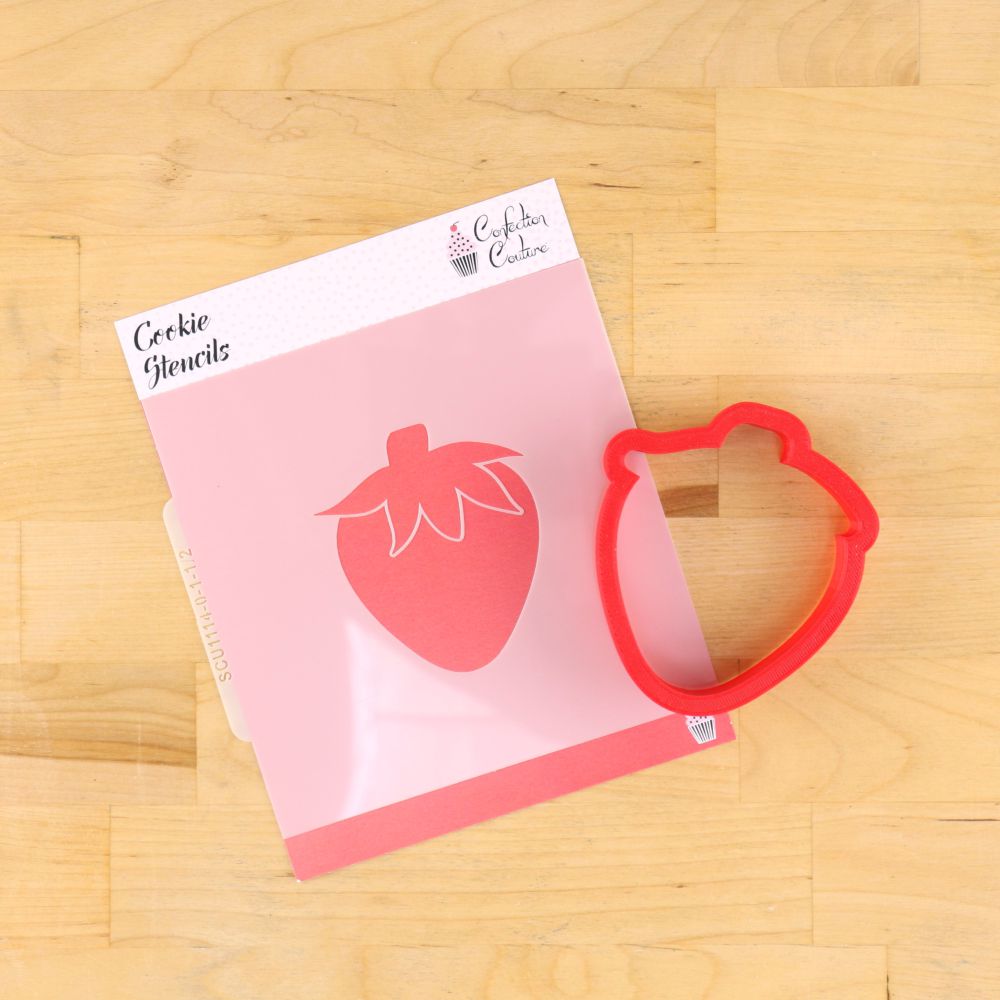 Strawberry Cookie Stencil with Strawberry Cookie Cutter