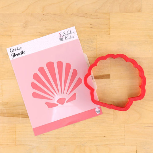 Shell Shaped Cookie Stencil With Shell Shaped Cookie Cutter