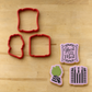Beetlejuice Cookies next to their matching cookie cutters