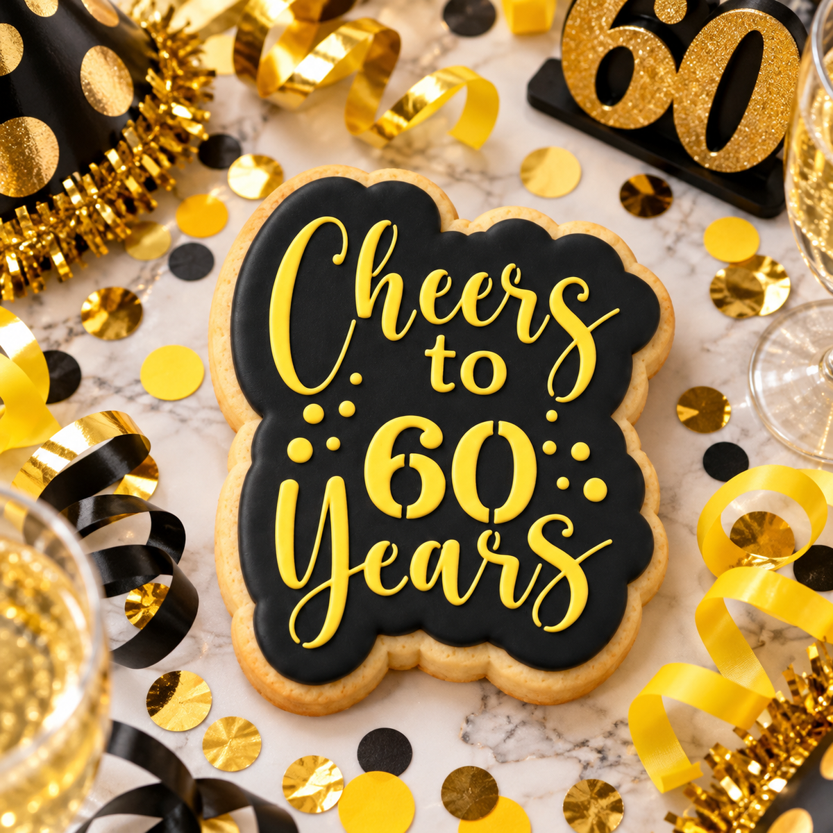 Cheers to Sixty Years Birthday Cookie Stencil