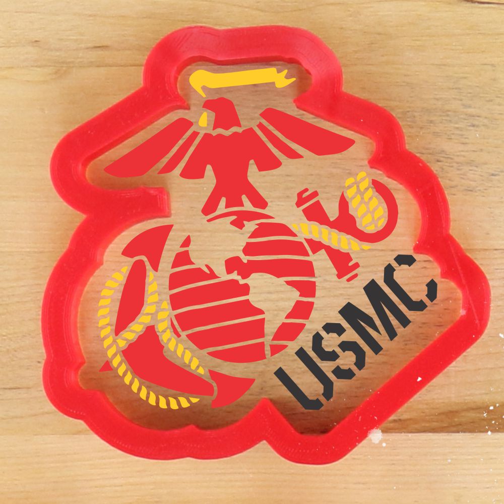 USMC Emblem Cookie Stencil with matching cookie cutter