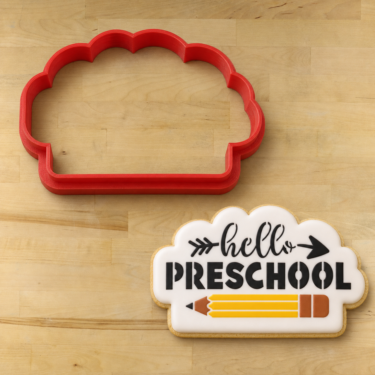 Hello Preschool Back to School Cookie Stencil