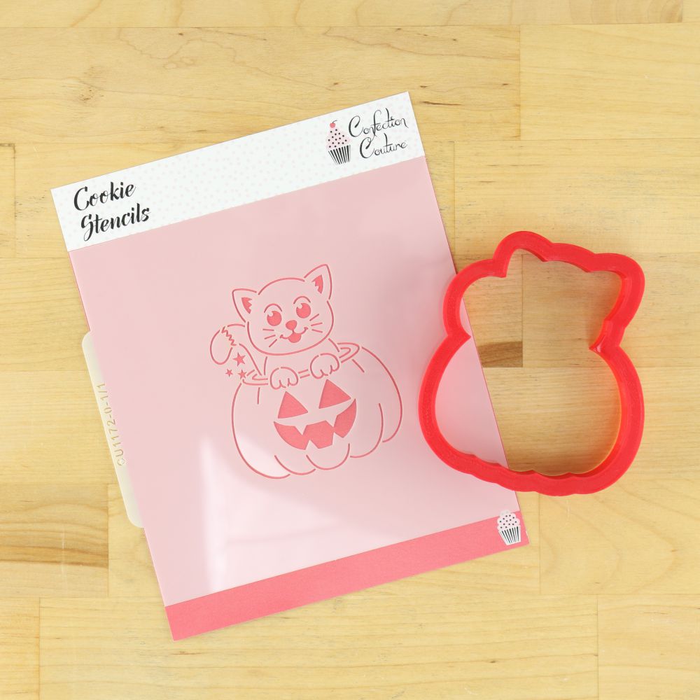 Cat and Jack-O-Lantern Paint Your Own Cookie Stencil With Matching Halloween Cookie Cutter