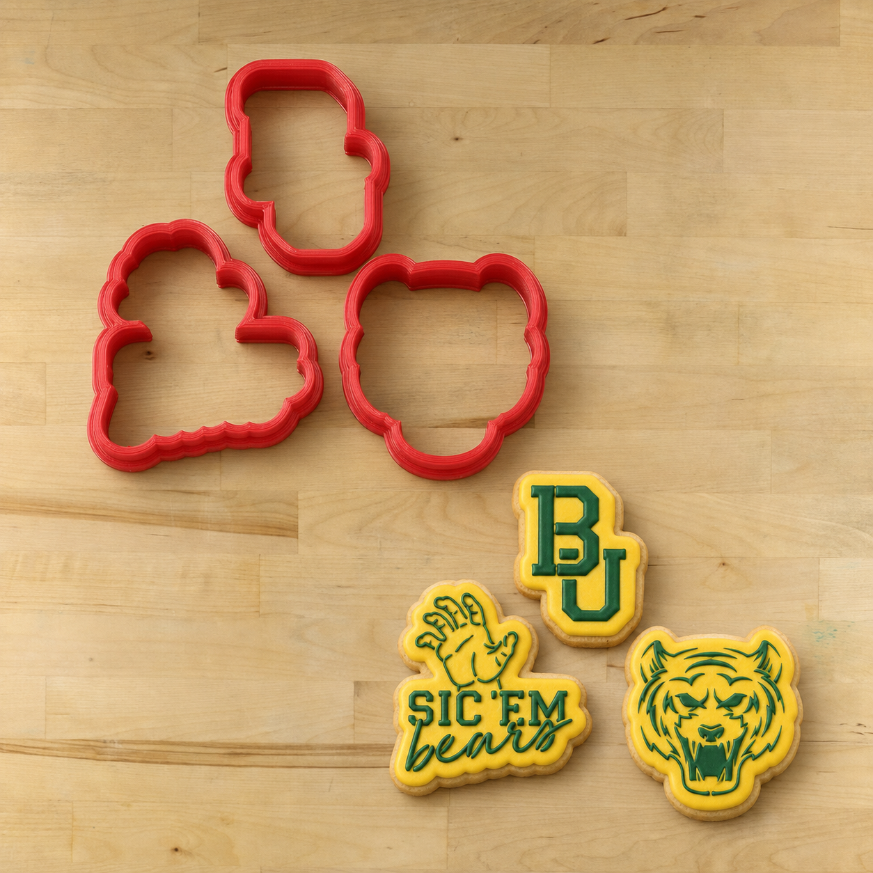 Sic Em Bears Cookie Stencil Set