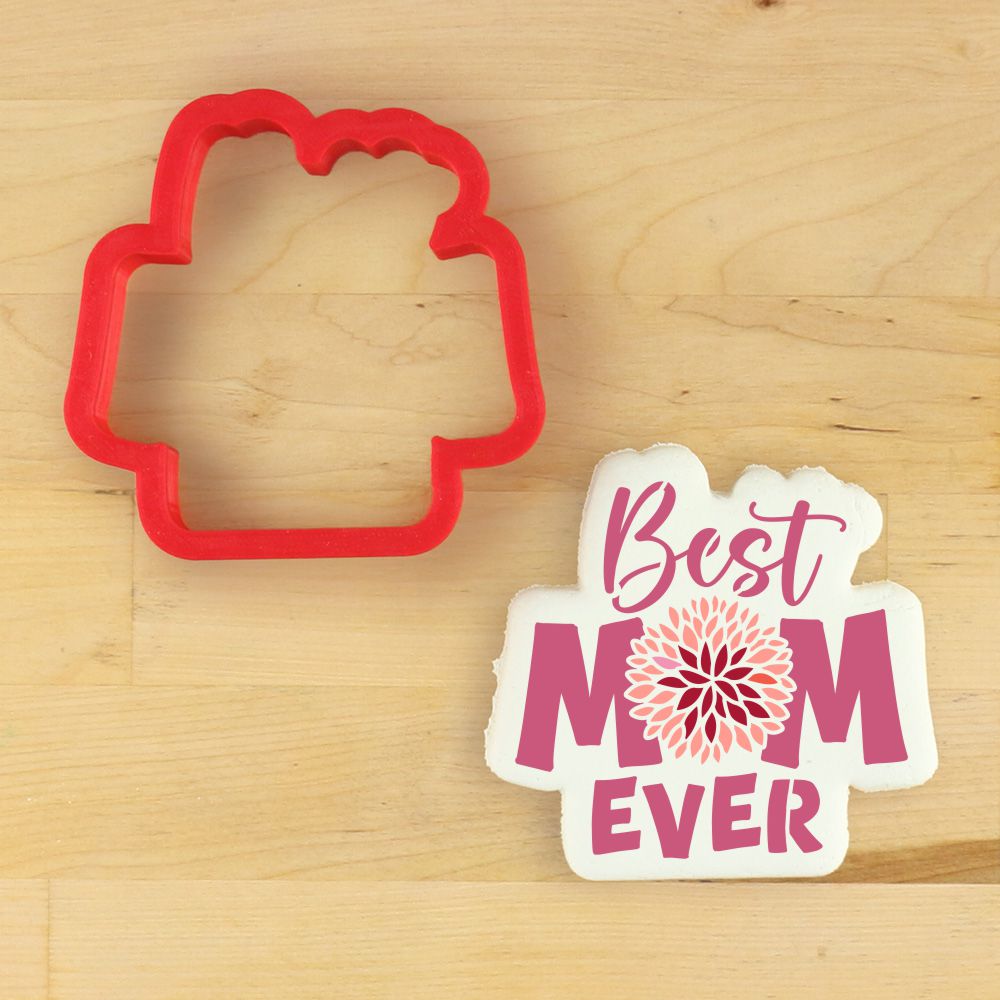 Best Mom Ever cookie stencil with matching cookie cutter, perfect for Mother's Day treats.