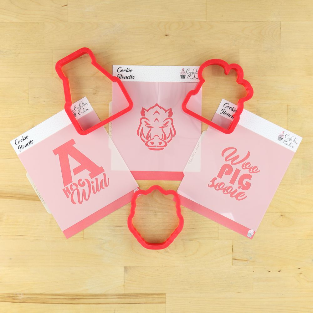 Hog Wild Arkansas Cookie Stencil and Cutter Set
