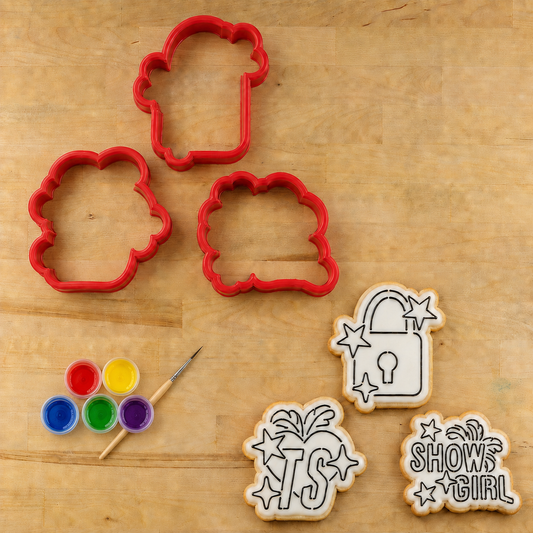 Taylor Swift Showgirl Theme Paint Your Own Cookies with their matching cookie cutters, edible food coloring and a food-safe brush