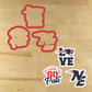 A mockup of the New England Football Cookie Stencils and their matching cookie cutters.
