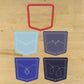 Blue Jean Pocket Cookie Stencils and matching cookie cutters.