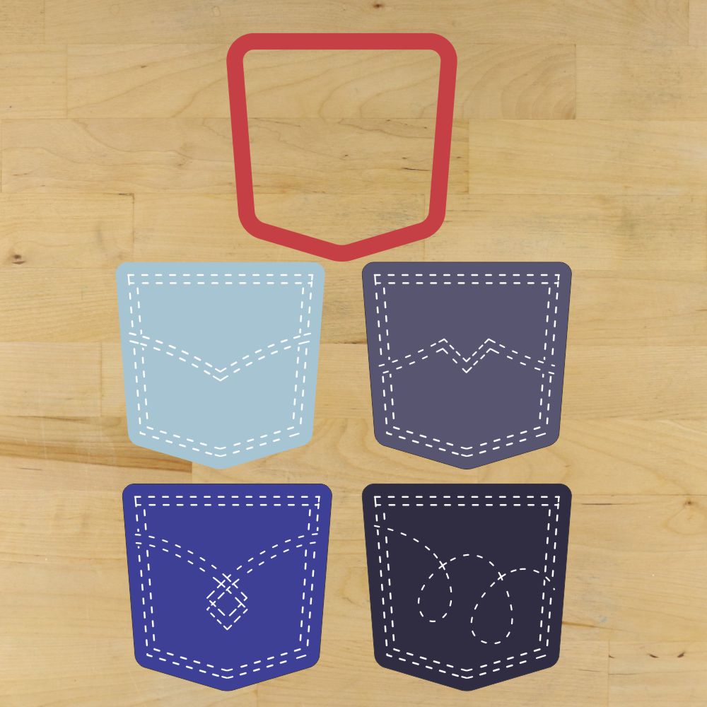 Blue Jean Pocket Cookie Stencils and matching cookie cutters.