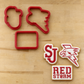 St. John's "Red Storm" Theme Cookie Cutters next to their matching cookies.
