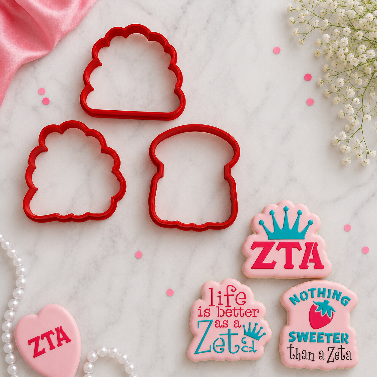Zeta Tau Alpha Cookie Stencil and Cutter Set