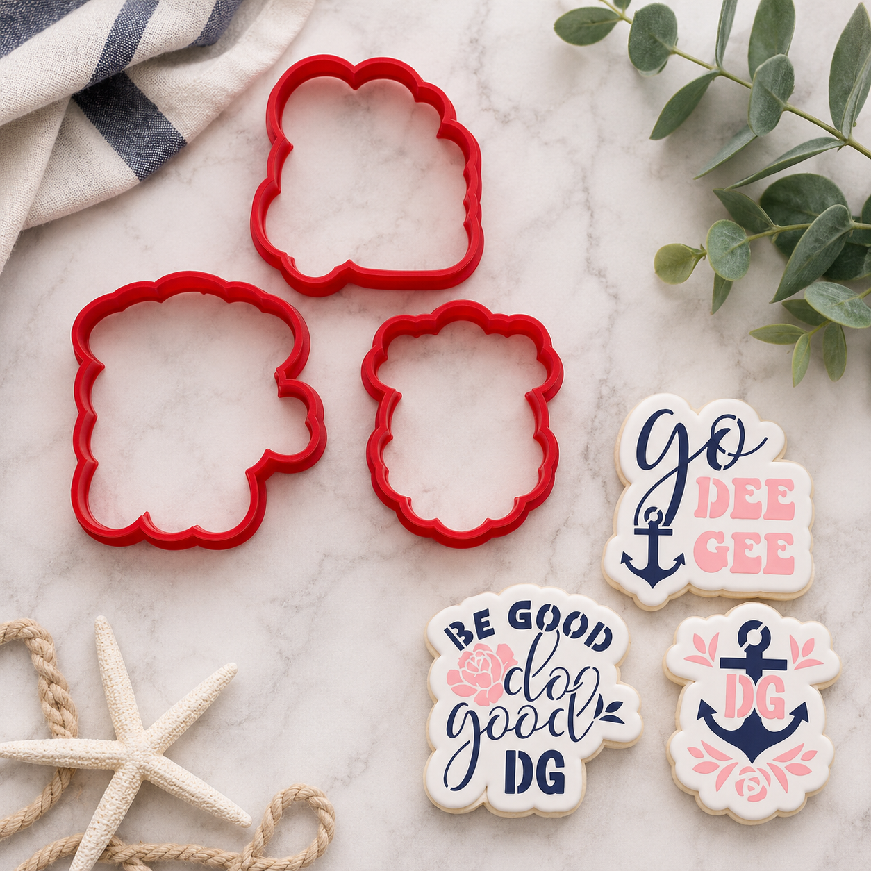 Delta Gamma Cookie Stencil and Cutter Set for making sorority cookies