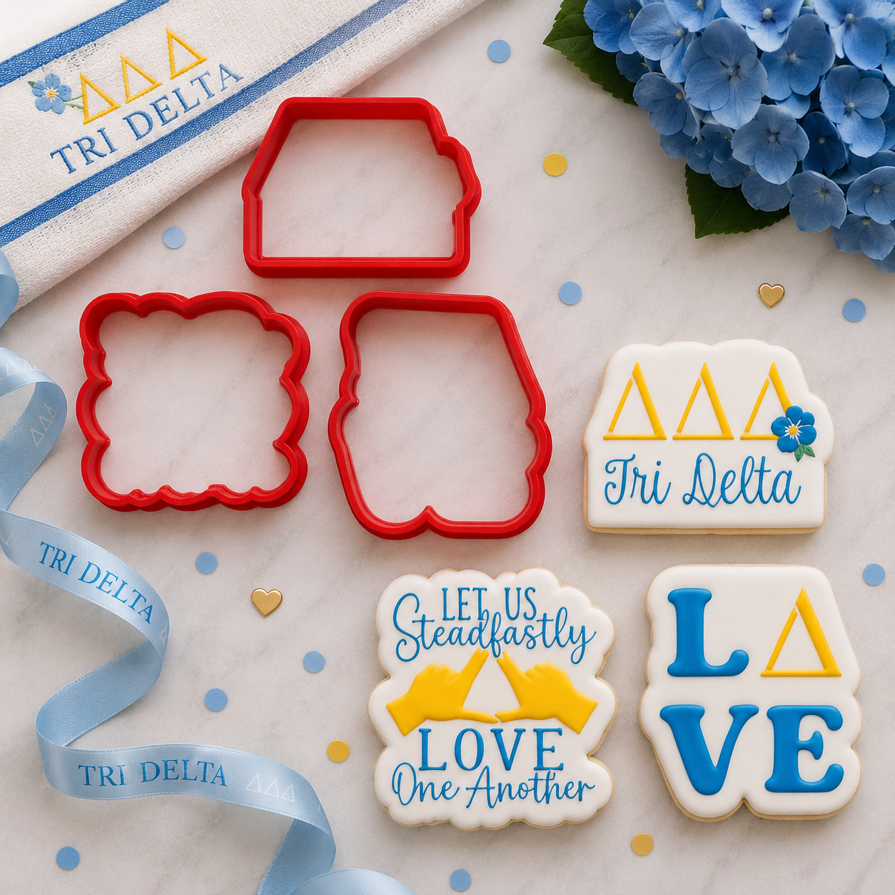 Tri Delta cookie stencil and cookie cutter set