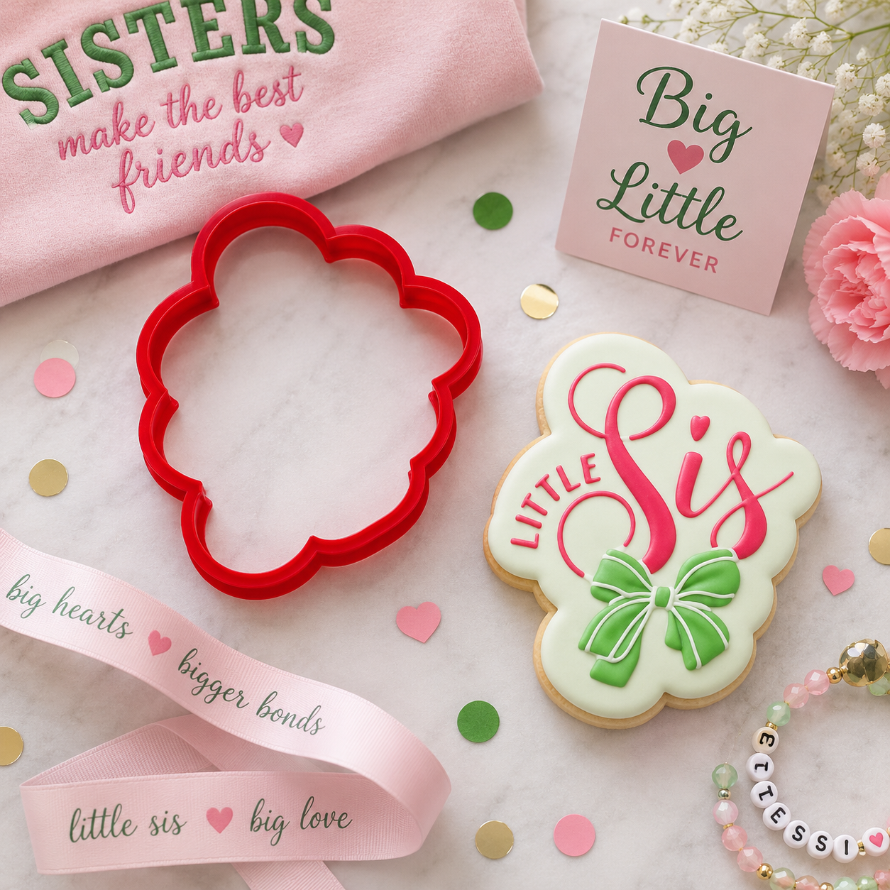 Little Sis Sorority Cookie Stencil and Cutter Set