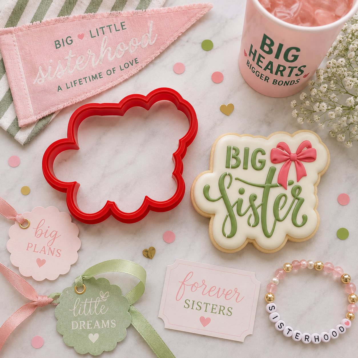 Big Sister Sorority Cookie Stencil and cutter Set