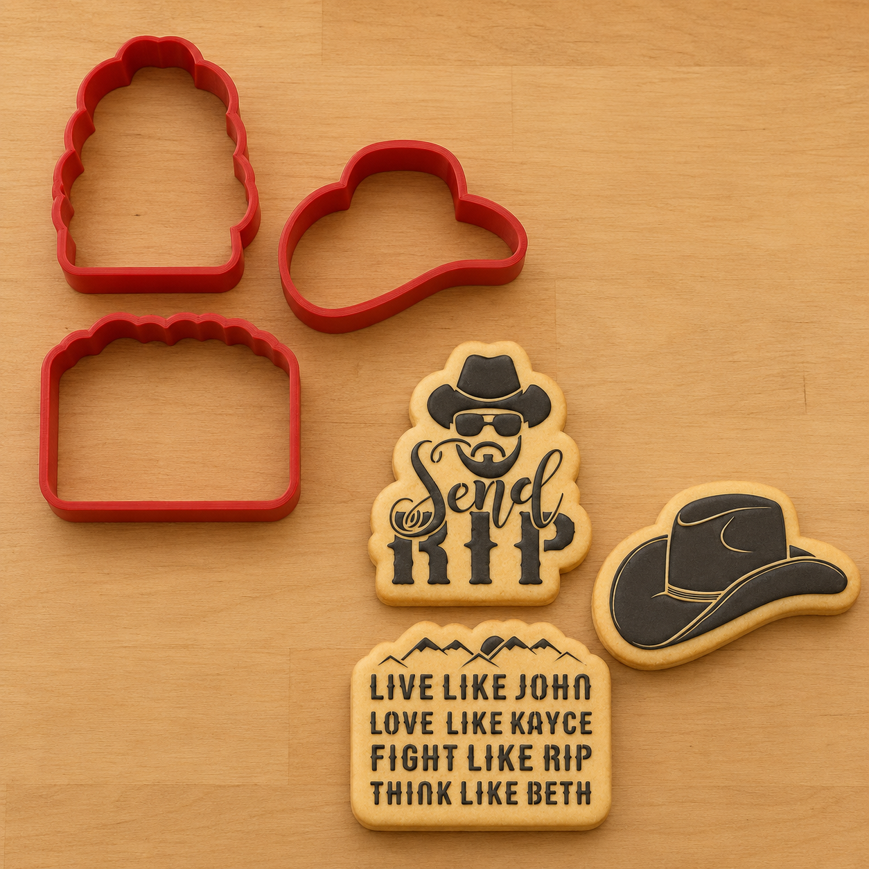 Dutton Ranch Inspired Cookies and Cookie Cutters Cut in the USA on food grade plastic.