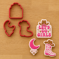 Decorated cowgirl boot, Let’s Go Girls and crescent moon cookies for a western party
