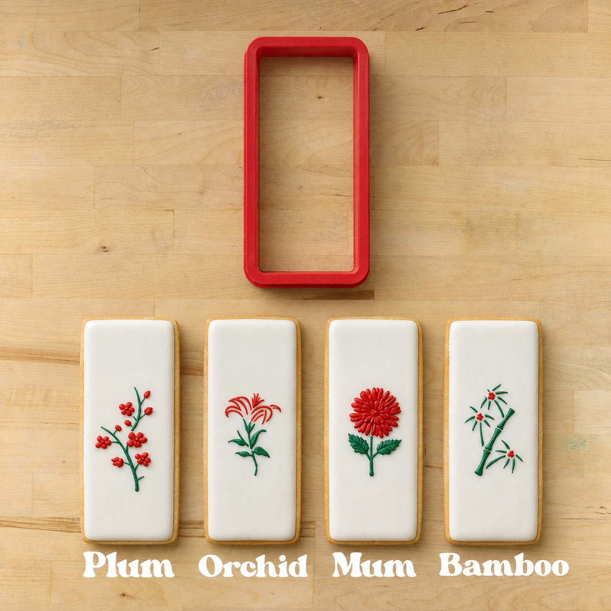 Mahjong Floral Cookie Stencil Set
