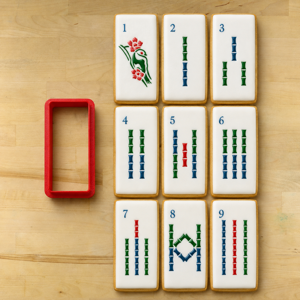 Mahjong Bam Tiles Cookie Stencil Set