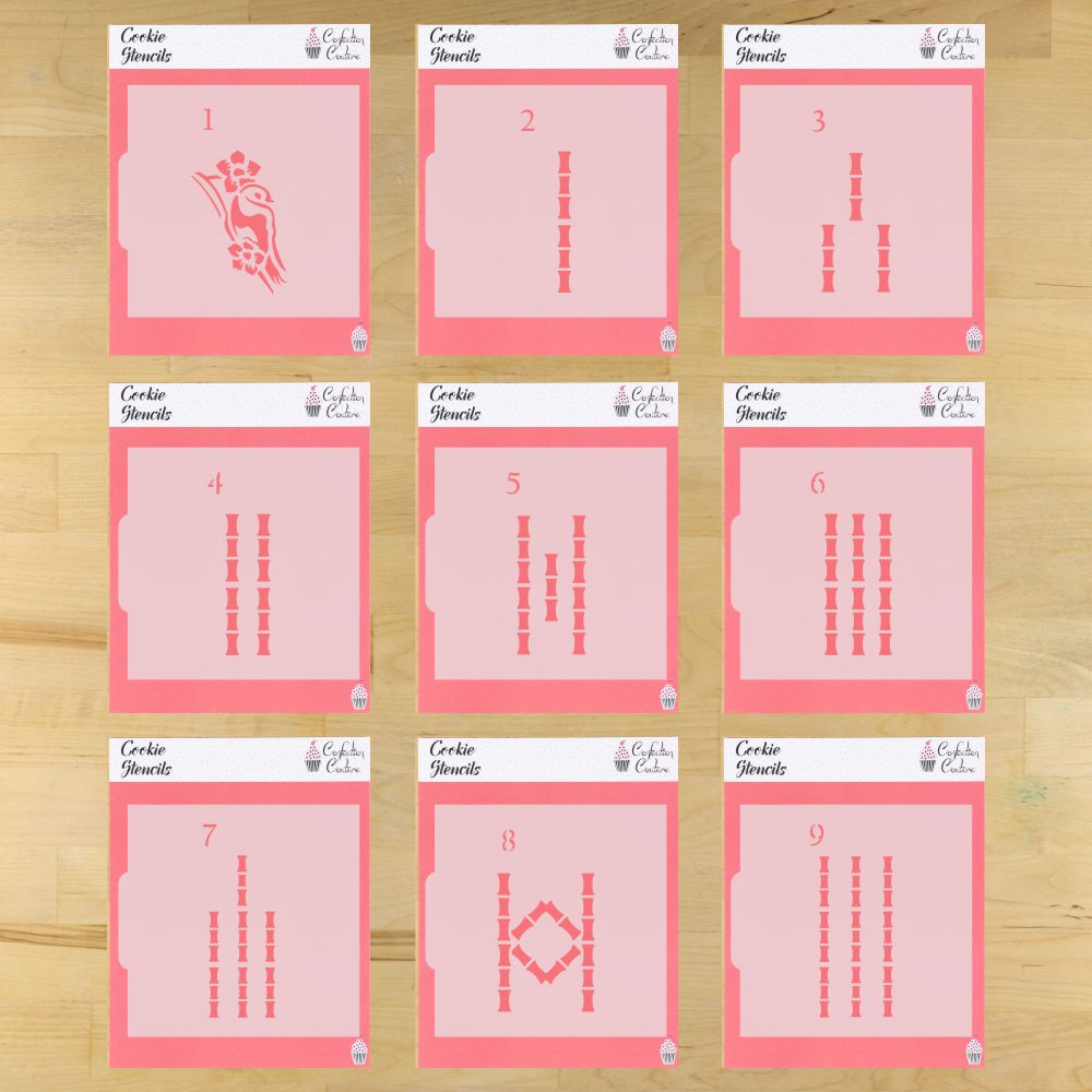 Mahjong Bam Tiles Cookie Stencil Set