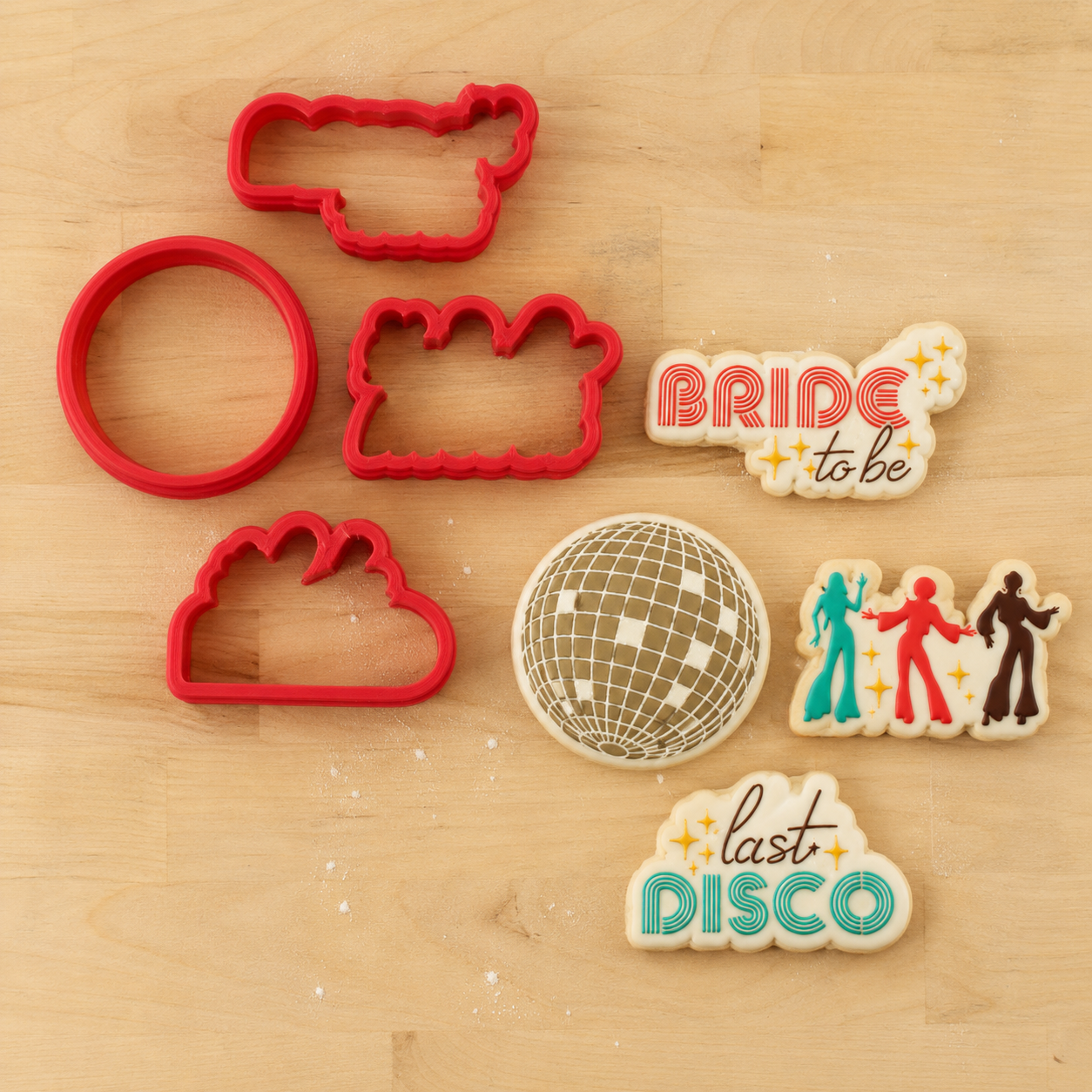 Disco Themed Bridal Shower Cookie Stencil Set