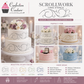 Cake Design collage using the scrollwork cake stencil