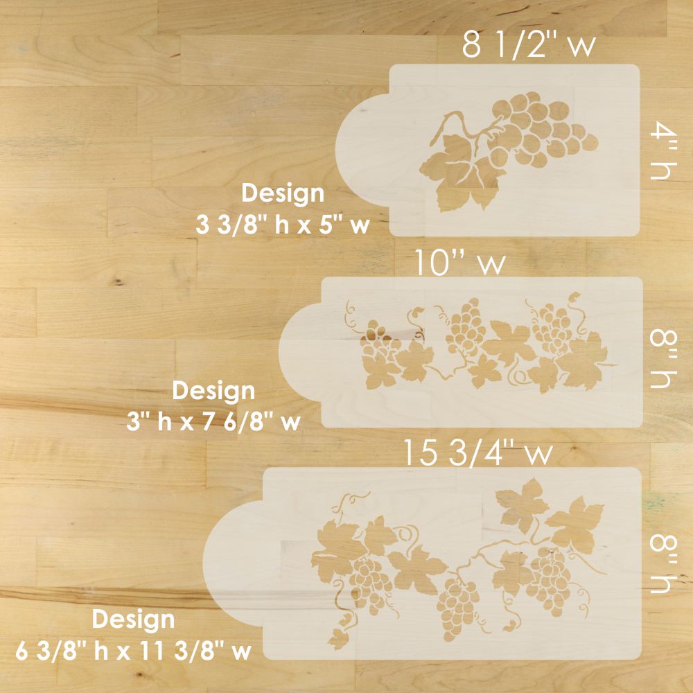 Dimensions for the Grapevine Cake Stencils