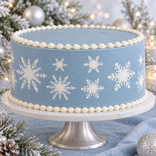 Snowflake Cake Stencil Side by Designer Stencils