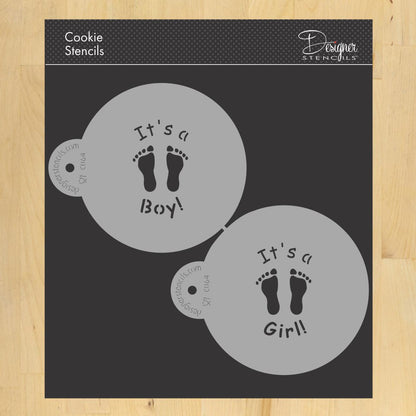 Gender Reveal Round Cookie Large Stencil Set - It's a Boy and It's a Girl