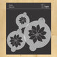 Poinsettia Cake Top Stencil Trio by Designer Stencils with large, medium, and small flower designs on round sheets