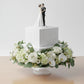 Wedding cake decorated with the swirl and dots stencil for cake sides
