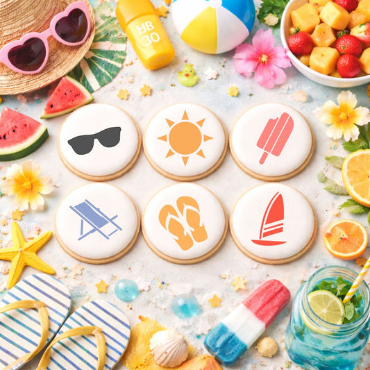 Summer Season Round Cookie Stencil Sets by Designer Stencils