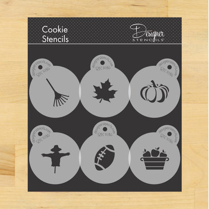 Fall Autumn Season Round Cookie Stencil Sets by Designer Stencils