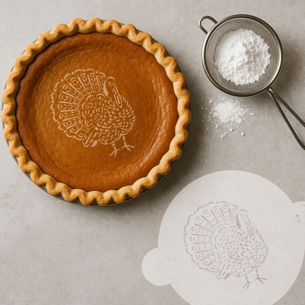 Feathered Turkey Cake Stencil Top by Designer Stencils