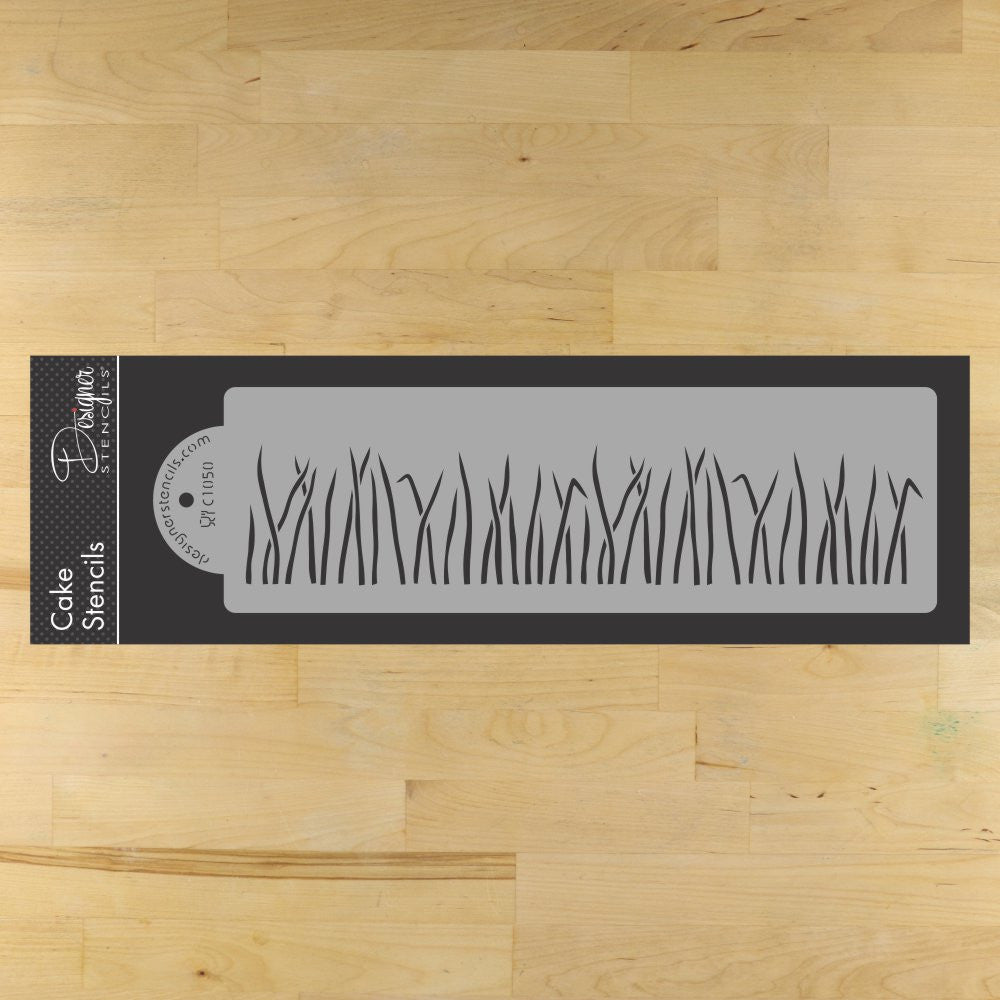 Blades of Grass Cake Stencil Side by Designer Stencils