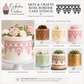 Advertisement for Confection Couture cake stencils with various decorated cakes.