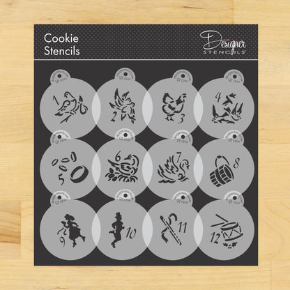 Twelve Days of Christmas Round Cookie Stencil Set
