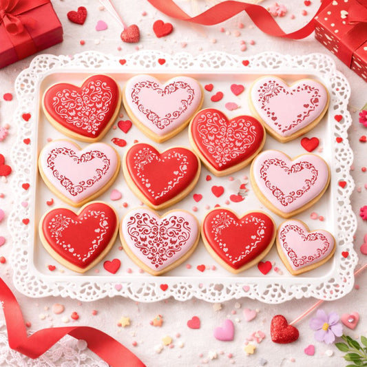 Swirl Valentine Heart Round Cookie Stencil Set by Designer Stencils