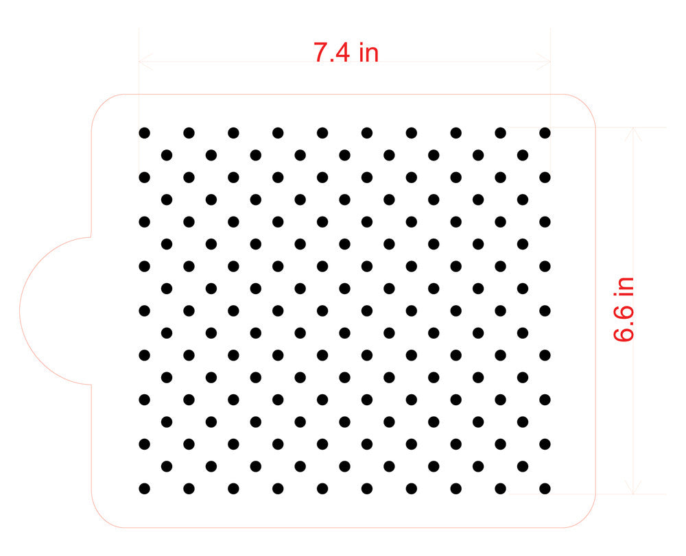 Mini Polka Dot Cake Side Stencil by Designer Stencils Measurements