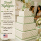 Polka dot pattern stenciled onto the sides of a baby shower cake
