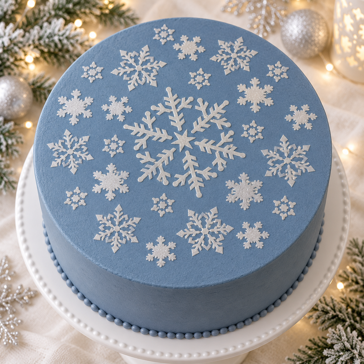 Snowflake Cake Stencil Top by Designer Stencils