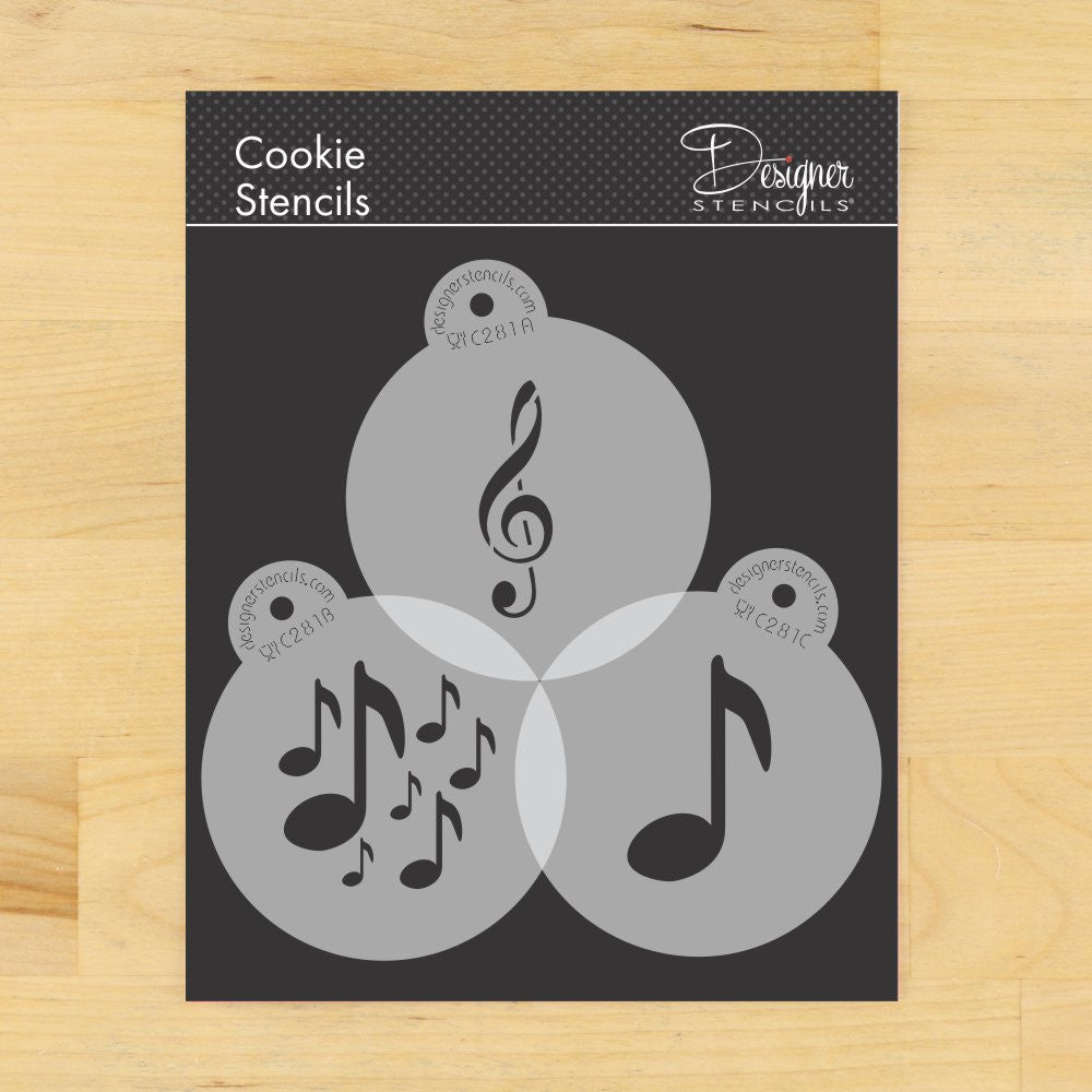 Musical Round Cookie Stencil Set by Designer Stencils