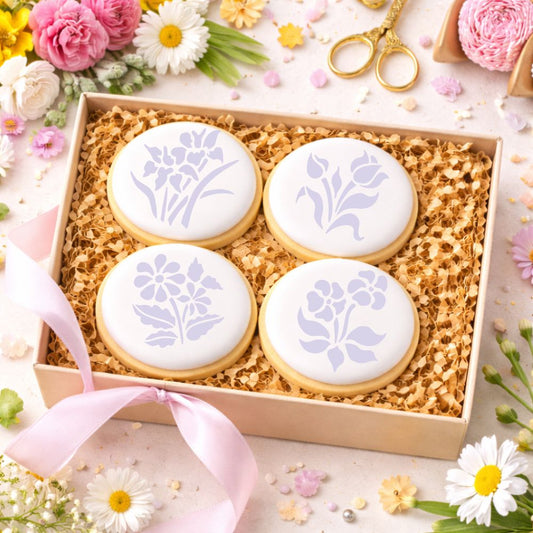 Botanical Flowers Round Cookie Stencils by Designer Stencils