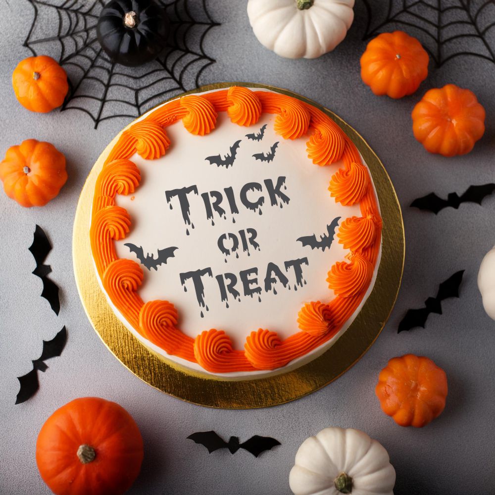 Halloween Trick or Treat Cake Stencil Top by Designer Stencils