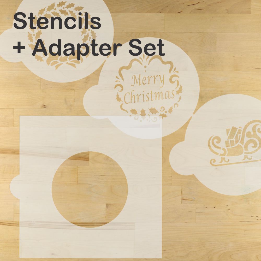 Holiday Christmas Greetings Round Cookie Stencil Set by Designer Stencils