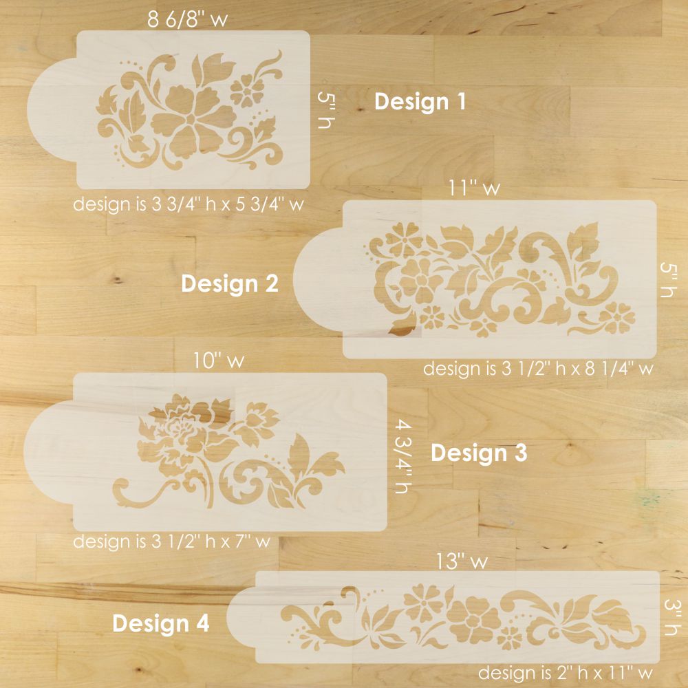 Floral Explosion Cake Side Stencil Sets by Designer Stencils