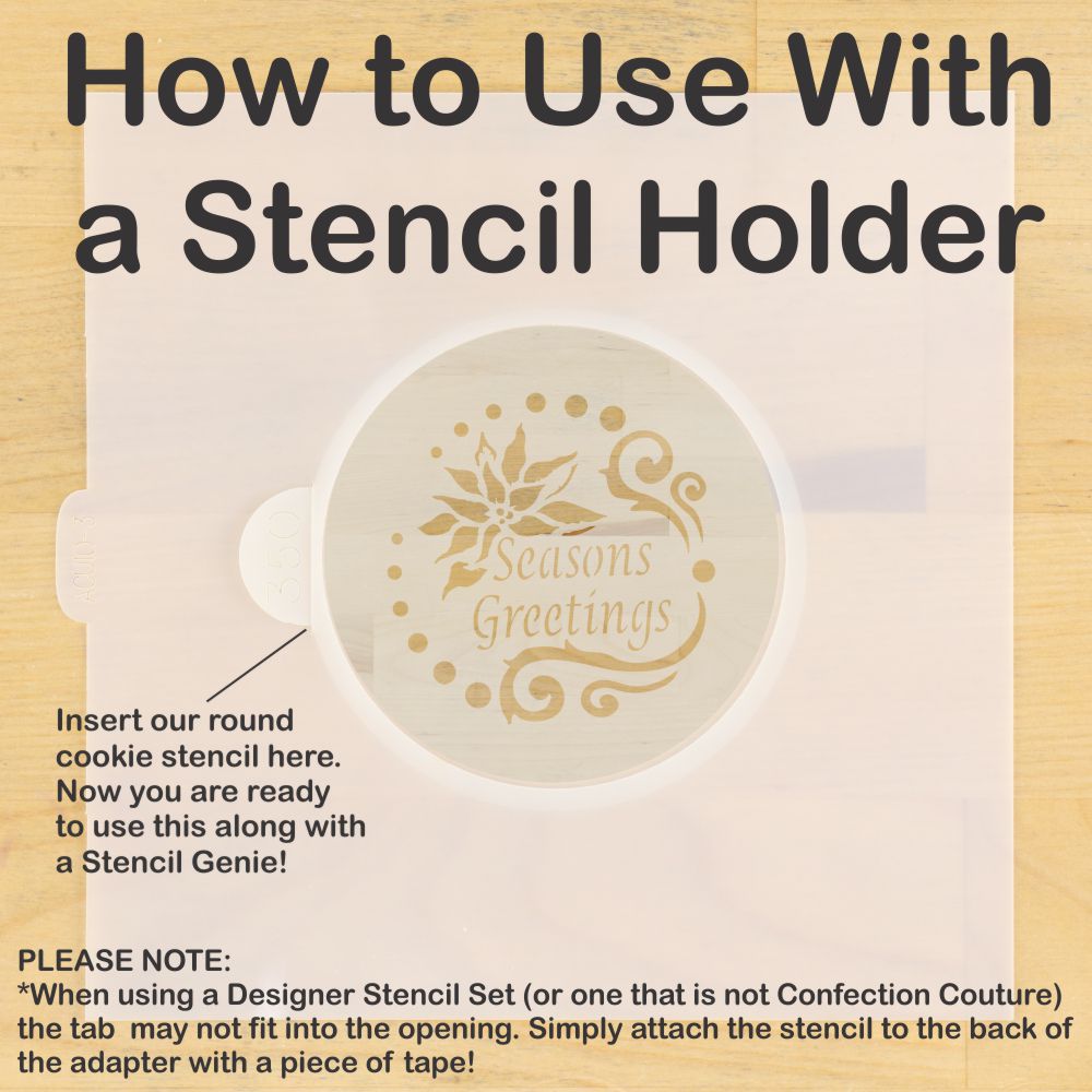 Seasons Greetings Round Cookie Stencil Set by Designer Stencils