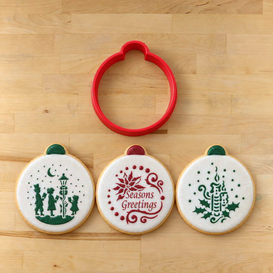 Seasons Greetings Round Cookie Stencil Set by Designer Stencils