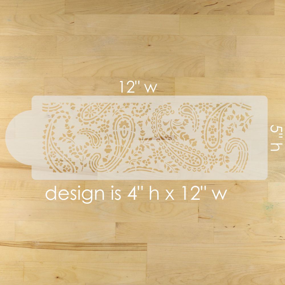 Paisley Cake Stencil Side by Designer Stencils